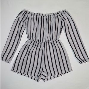 Missguided off the shoulder striped romper